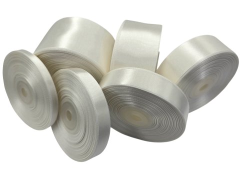 18mm wstążka atłasowa 163 ECRU KREMOWA rolka 25m 100% nylon satynowa ozdobna na kokardki dekorację świąteczne hurtownia wstążek
