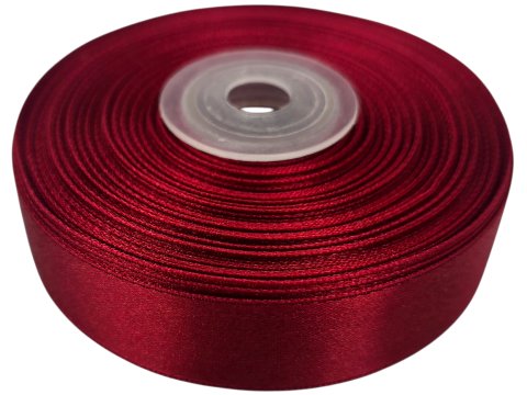 18mm wstążka atłasowa 168 BORDOWA rolka 25m 100% nylon satynowa ozdobna na kokardki dekorację świąteczne hurtownia wstążek