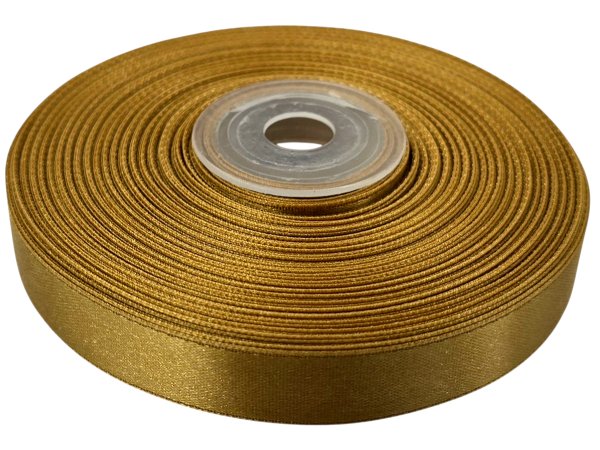 12mm wstążka atłasowa 151 Złota Gold rolka 25m 100% nylonowa tasiemka satynowa na świąteczne kokardki dekorację Gold-Pol
