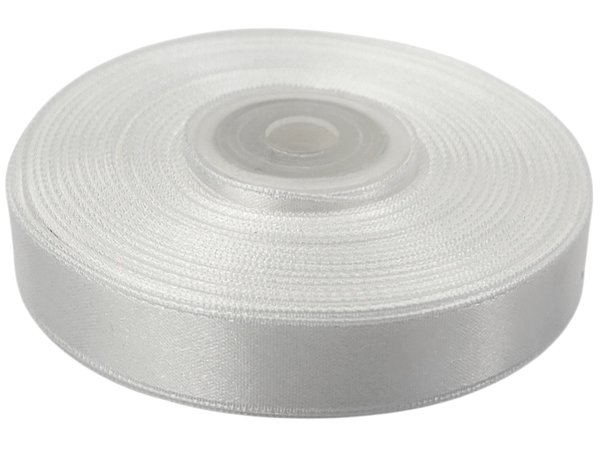 12mm wstążka atłasowa 101 Biała rolka 25m 100% nylonowa tasiemka na śluby wesela komunie elegancka satynowa Gold-Pol