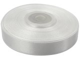 12mm wstążka atłasowa 101 Biała rolka 25m 100% nylonowa tasiemka na śluby wesela komunie elegancka satynowa Gold-Pol