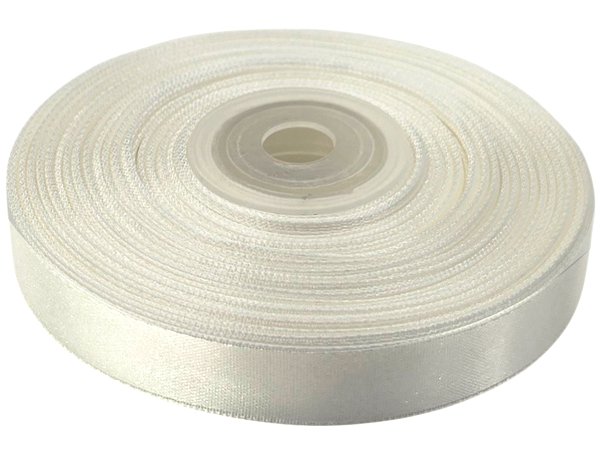 12mm wstążka atłasowa 163 Ecru Kremowa rolka 25m 100% nylonowa tasiemka na śluby wesela komunie elegancka satynowa Gold-Pol