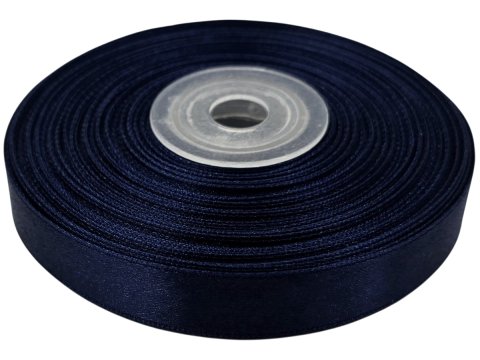 12mm wstążka atłasowa 184 Granatowa rolka 25m 100% nylonowa tasiemka na śluby wesela komunie elegancka satynowa Gold-Pol