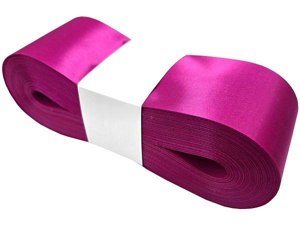 5cm 50m HURT RÓŻ FUKSJA 109 wstążka satynowa na kokardy wstęgi miękka ale sztywna hurtownia wstążek GOLD-POL