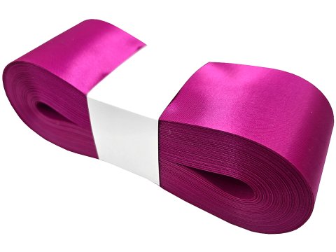 5cm 50m HURT RÓŻ FUKSJA 109 wstążka satynowa na kokardy wstęgi miękka ale sztywna hurtownia wstążek GOLD-POL