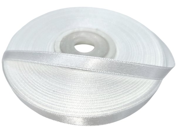 6mm wstążka atłasowa 101 BIAŁA WHITE cena za 1 rolkę 25m nylonowa wstążki satynowe dekoracyjne