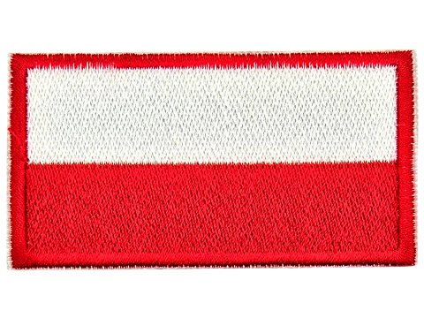Aplikacja FLAGA POLSKI 80mm x 40mm CZERWONA RAMKA TERMO cena za 1szt naszywka patche na żelazko