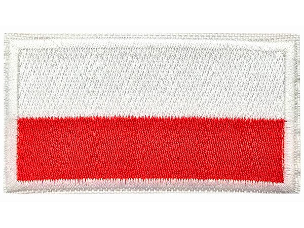 Aplikacja FLAGA POLSKI 80mm x 40mm BIAŁA RAMKA TERMO cena za 1szt naszywka patche na żelazko
