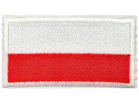 Aplikacja FLAGA POLSKI 40mm x 20mm BIAŁA RAMKA TERMO cena za 1szt naszywka patche na żelazko