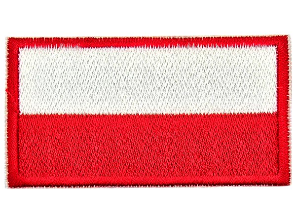 Aplikacja FLAGA POLSKI 40mm x 20mm CZERWONA RAMKA TERMO cena za 1szt naszywka patche na żelazko