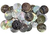25mm Guziki AKOYA 50szt z masy perłowej ZIELONA BEŻ SZARY -711-guzik akoja ozdobny dwudziurkowy każdy jest inny