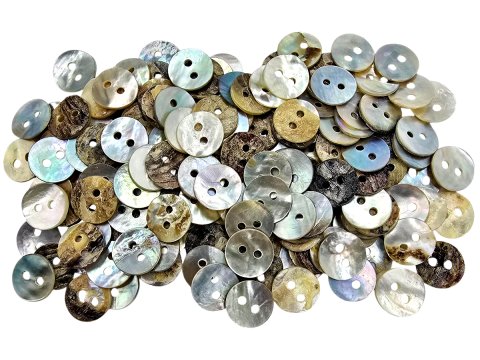 10mm Guziki AKOYA 100szt z masy perłowej ZIELONA BEŻ SZARY -278-guzik akoja ozdobny dwudziurkowy każdy jest inny