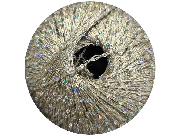 GALASSIA 27 BEŻ 25g 112m kordonek z cekinami 2mm co 1cm