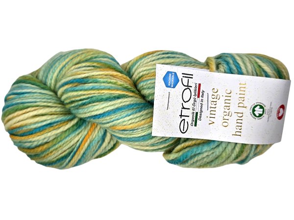 VINTAGE ORGANIC HAND PAINT 706 mix PASTELI 100g 123m Etrofil wełna owcza Outlet Koniec Kolekcji