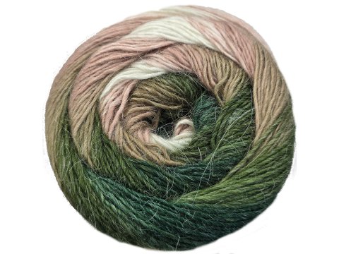 STYLISH ALPACA 02 ECRU/PUDROWY RÓŻ/ZIELONY YarnArt 150g 525m lekka wełna na chusty entrelac