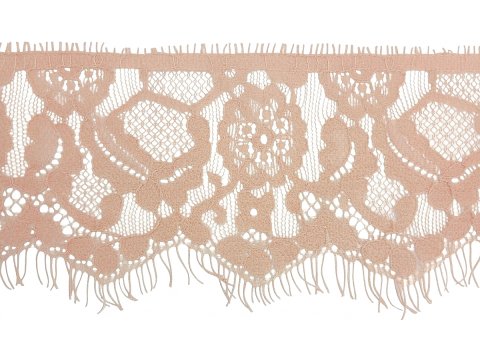 90mm Koronka z rzęskami RÓŻ PASTEL PUDROWY cena za 120cm SPRZEDAŻ W KUPONACH PO 3m- koronka brzegowa z wąsami