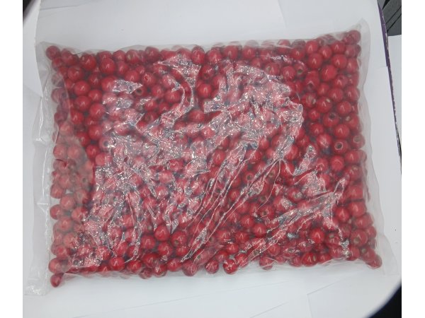 Korale drewniane 10mm CIEMNY CZERWONY 500g koraliki lakierowane z dużą dziurką paciorki makrama hurtownia korali