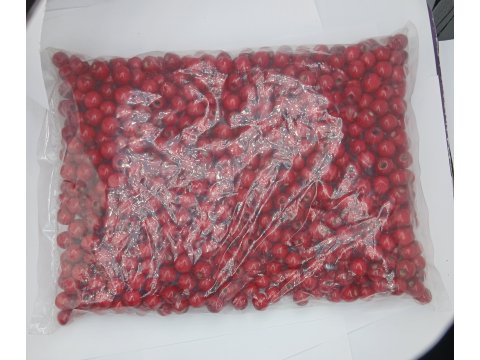 Korale drewniane 10mm CIEMNY CZERWONY 500g koraliki lakierowane z dużą dziurką paciorki makrama hurtownia korali
