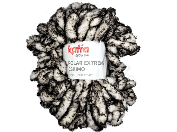 Polar Extreme ESKIMO 300 BIAŁY KOŃCÓWKI CZARNE 300g 30m włóczka sztuczny króliczek futerko na Teddy bag NOWOŚĆ 2026/2027