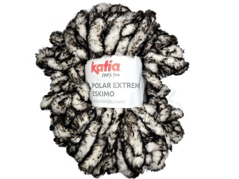 Polar Extreme ESKIMO 300 BIAŁY KOŃCÓWKI CZARNE 300g 30m włóczka sztuczny króliczek futerko na Teddy bag NOWOŚĆ 2026/2027