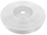12mm wstążka atłasowa 101 biała rolka 25m 100% nylon satynowa ozdobna na kokardki dekorację świąteczne