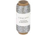 COMBINE PAILLETES 55 SREBRNY Katia 25g 145m nici z cekinami 2mm co 5cm na drugą nitkę do moheru lub szale typu siatka