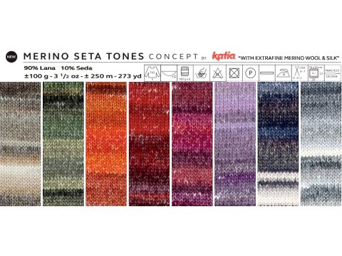 Merino Seta Tones 106 MIX GRANAT SZARY OFF WHITE Concept by Katia 100g 250m wełna z jedwabiem