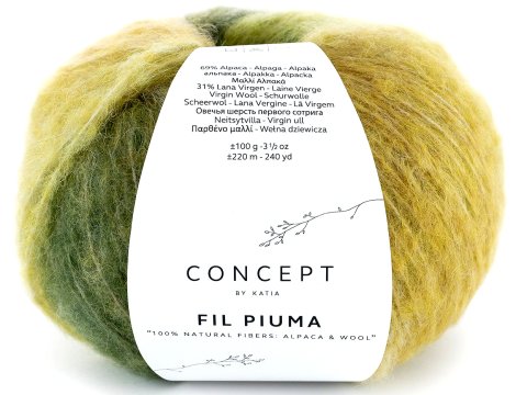 FIL PIUMA 300 MIX ŻÓŁTY ZIELONY 100g 220m Concept by Katia włóczka tylko w Gold-Pol LIMITED EDITION