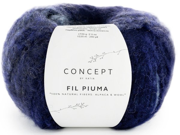FIL PIUMA 302 MIX NIEBIESKI 100g 220m Concept by Katia włóczka tylko w Gold-Pol LIMITED EDITION