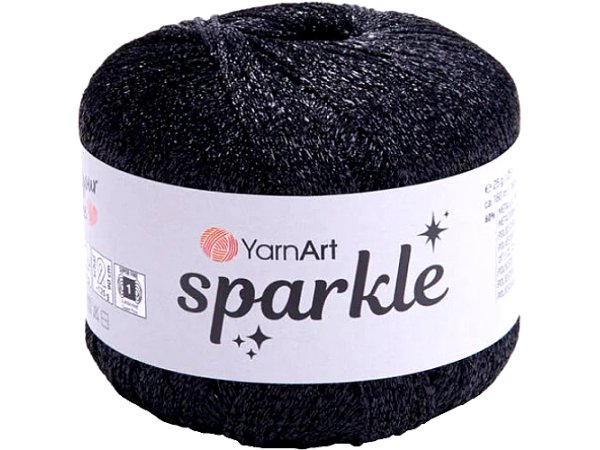 SPARKLE 1360 CZARNY 25g 160m YARNART sznurek brokatowy 2mm