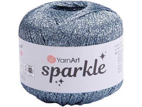 SPARKLE 1318 NIEBIESKI SZARY 25g 160m YARNART sznurek brokatowy 2mm