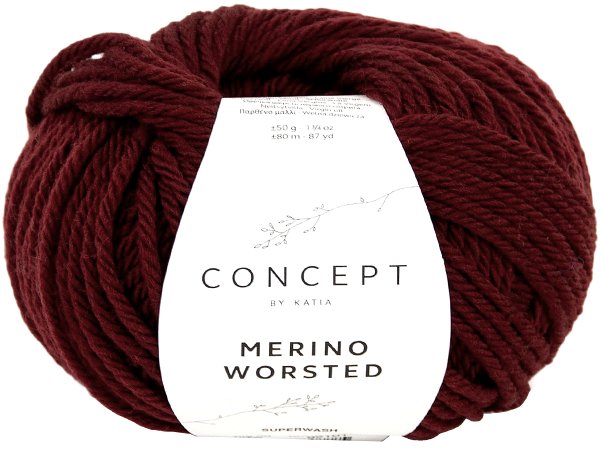 MERINO WORSTED 16 BORDO BURGUNDOWE włóczka Katia 50g 80m 100% merino superwash