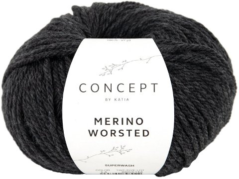 MERINO WORSTED 14 CIEMNY SZARY włóczka Katia 50g 80m 100% merino superwash