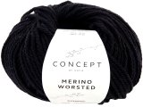 MERINO WORSTED 2 CZARNY włóczka Katia 50g 80m 100% merino superwash