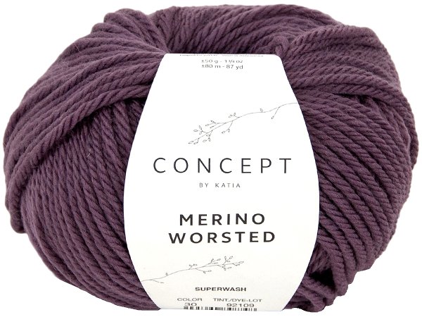 MERINO WORSTED 30 FIOLETOWY włóczka Katia 50g 80m 100% merino superwash