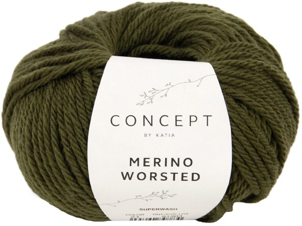 MERINO WORSTED 21 ZIELONA OLIWKA włóczka Katia 50g 80m 100% merino superwash