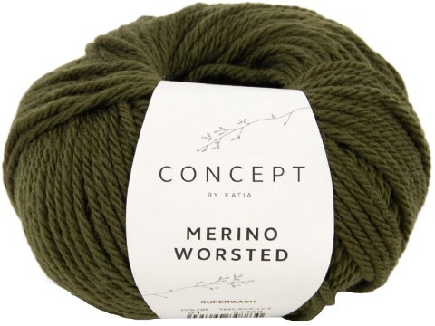 MERINO WORSTED 21 ZIELONA OLIWKA włóczka Katia 50g 80m 100% merino superwash