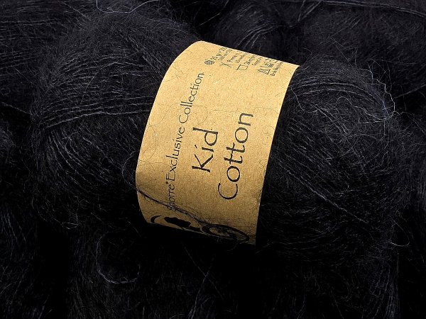 KID COTTON włóczka 703 CZARNA SADZA Viking Garn 25g 200m mix moheru i bawełny