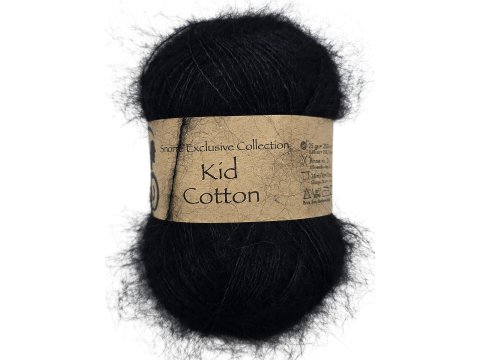 KID COTTON włóczka 703 CZARNA SADZA Viking Garn 25g 200m mix moheru i bawełny