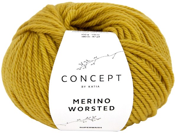 MERINO WORSTED 19 MUSZTARDA włóczka Katia 50g 80m 100% merino superwash