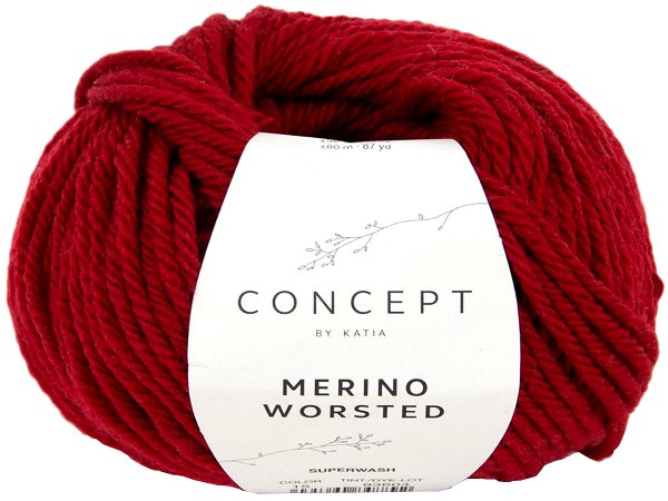 MERINO WORSTED 15 BORDOWA CIEMNO CZERWONA włóczka Katia 50g 80m 100% merino superwash