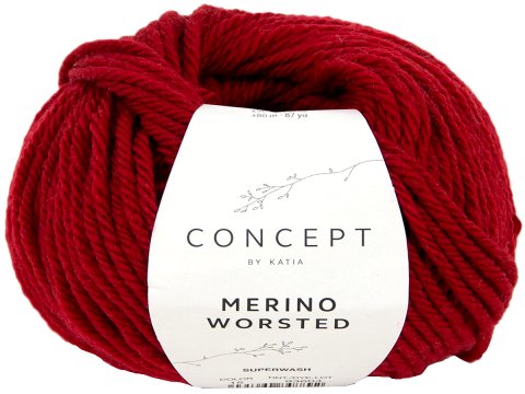 MERINO WORSTED 15 BORDOWA CIEMNO CZERWONA włóczka Katia 50g 80m 100% merino superwash