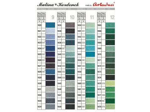 Mulina Ariadna cena za 1 sztukę 8m dostępna cała paleta 320 kolorów nici bawełniane