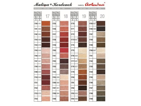 Mulina Ariadna cena za 1 sztukę 8m dostępna cała paleta 320 kolorów nici bawełniane
