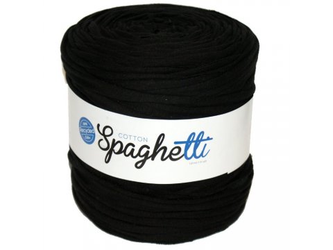 Spaghetti cotton CZARNY GŁADKI cena za 1 sztukę około 120m włóczka z recyklingu t-shirt nici bawełna sklep w Warszawie