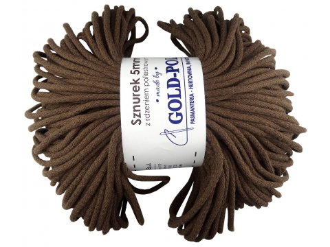 .Sznurek by GOLD-POL 5mm bawełniany BRĄZOWY 100m z rdzeniem poliestrowym