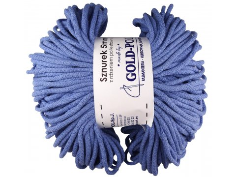 .Sznurek by GOLD-POL 5mm bawełniany JEANS JASNY 100m z rdzeniem poliestrowym