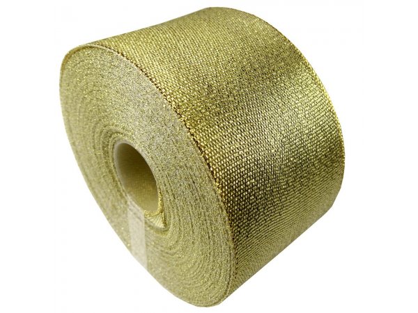 50mm wstążka ZŁOTA brokatowa HURT 10 rolek po 27,4m tasiemka metalik z pięknym połyskiem polskiego złota