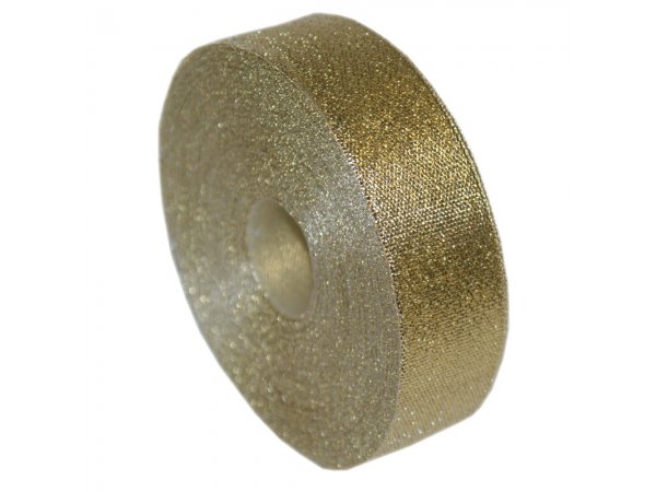 25mm wstążka ZŁOTA brokatowa cena za 27,4m tasiemka z pięknym metalicznym połyskiem polskiego złota