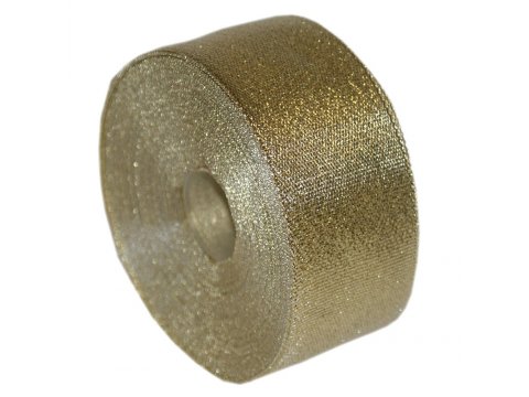 38mm wstążka ZŁOTA brokatowa cena za HURT 10 rolek po 27,4m tasiemka z pięknym metalicznym połyskiem polskiego